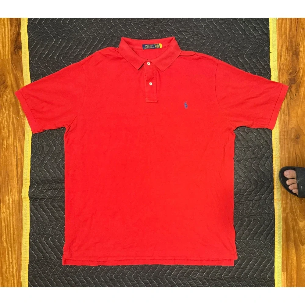 Polo Ralph Lauren Classic Fit Polo Mens 2XLT Red Blue Pony Short Sleeve